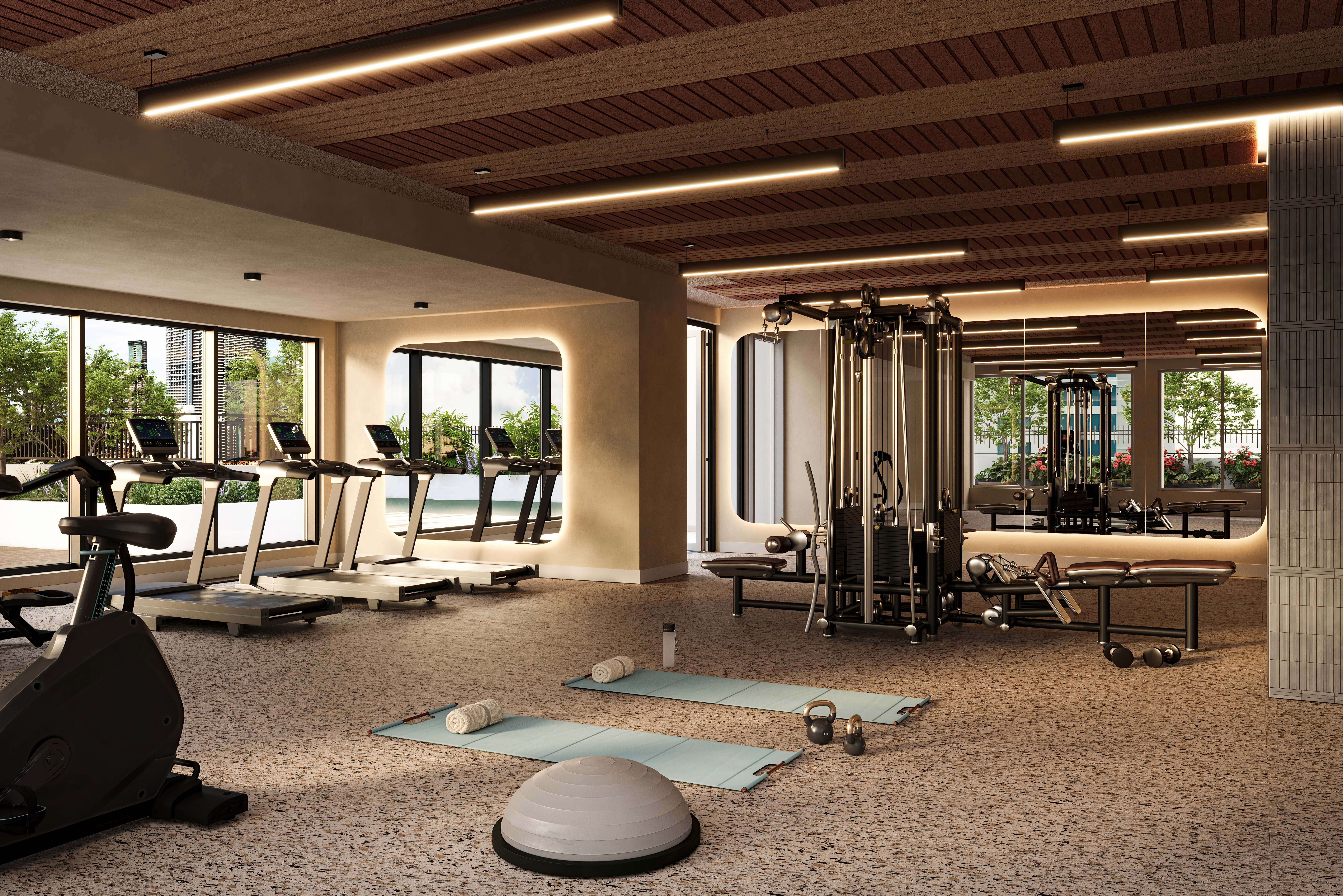 Official artist rendering of the Domus Brickell Center fitness center